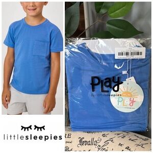 New! Little Sleepies Jay Blue Relaxed Pocket Tee 18-24